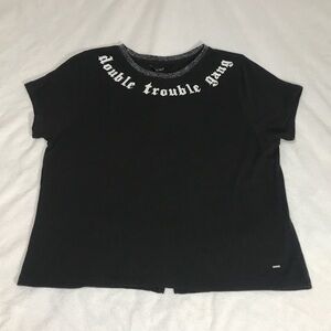 ONLY Black Double Trouble Gang Short Cropped sleeved  T Shirt